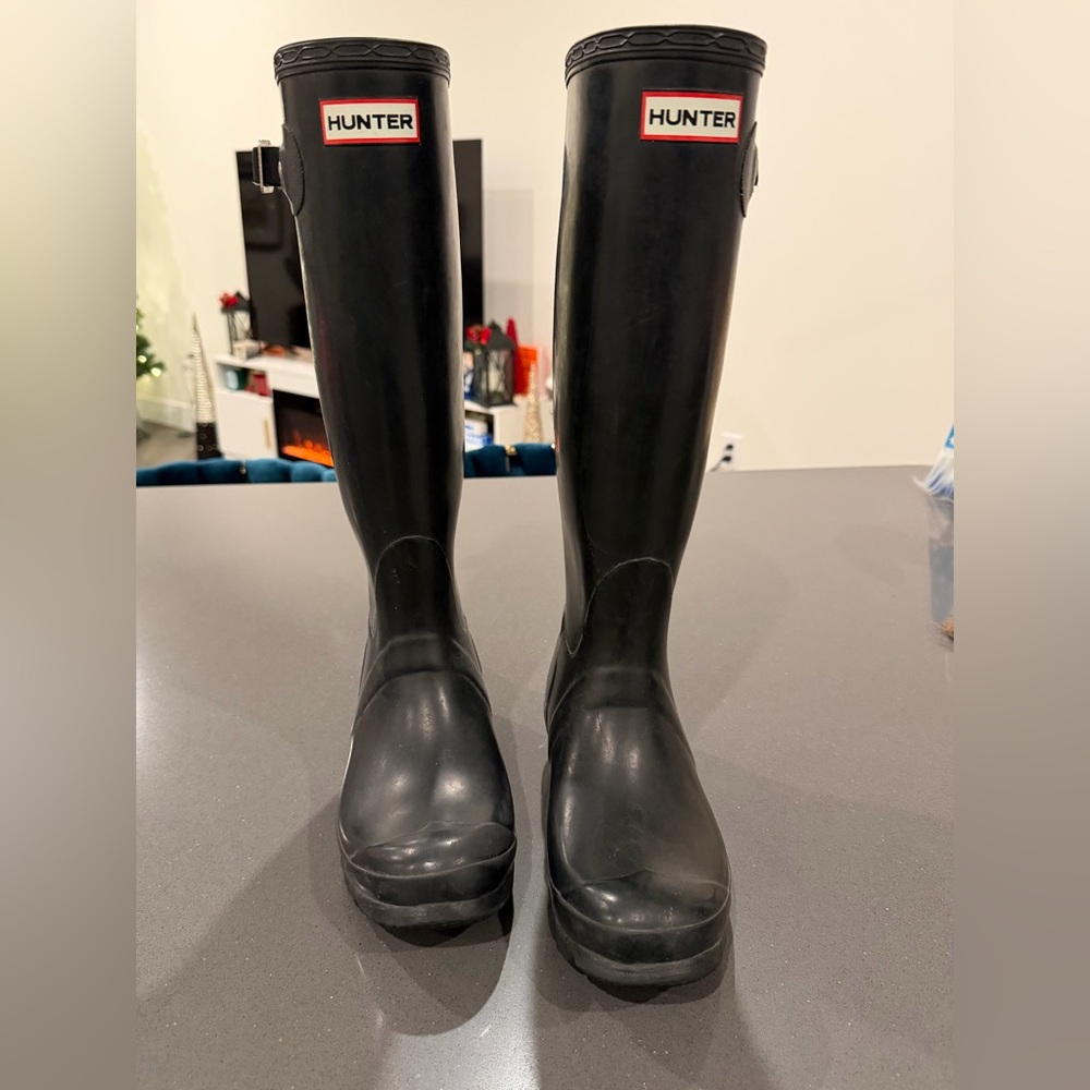 Hunter Original Black Tall Rain Boots Calf-High Women’s US 6‎ Men's 5